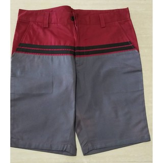 กางเกงขาสั้นแฟชั่นผู้ชาย ดีไซน์สวยทันสมัยแบบ Twotone Size.28-36 **สีแดงเลือดหมู/เทา**