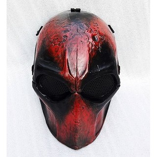 หน้ากากไฟเบอร์กลาส กันกระแทก ป้องกันแบบเต็มใบหน้า Airsoft mask, BB gun และ Paintball เดดพูล Deadpool ฮาโลวีน Halloween