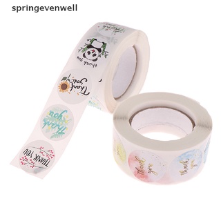 [springevenwell] ใหม่ สติกเกอร์ฉลาก Thank You ทรงกลม ลายดอกไม้ แฮนด์เมด สําหรับติดของขวัญ 500 ชิ้น