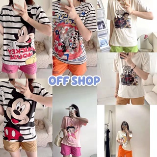 OFF SHOP พร้อมส่ง(OFF-DX-Set-8803) ชุดเช็ด เสื้อ+กางเกงขาสั้น มี4สีลายการ์ตูนใสสบายน่ารัก 08