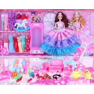 ROMANTIC ANGEL BEAUTIFUL STYLE BARBIES DOLL SET ตุ๊กตาบาร์บี้เจ้าหญิงและเจ้าหญิงเด็ก พร้อมชุด ตู้เสื้อผ้า