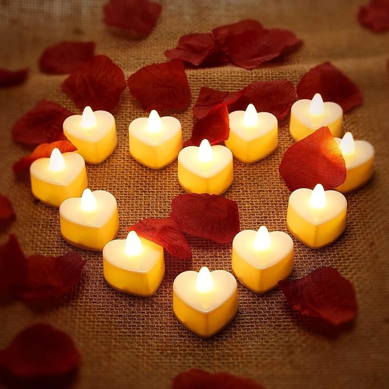 Table Decoration Romantic Flameless Heart Shape LED Candles / Valentine'S Day Wedding Proposal Fairy Lights