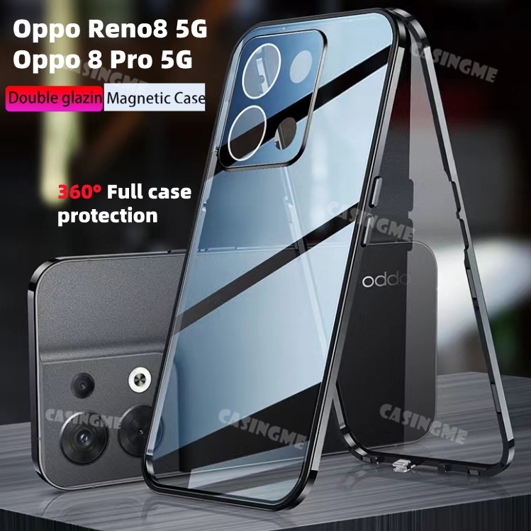 เคสโทรศัพท์มือถือ แบบฝาพับแม่เหล็ก ป้องกันกล้อง สองด้าน สําหรับ Oppo Reno8 5G Reno 8Pro 8 Pro 7Z Reno8 OppoReno8 Pro 4G Reno7 7 Z 5G
