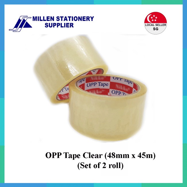 เทป Opp แพ็ค 2 ม้วน (48mm x 45m) (ใส / น้ําตาล) [Millen Stationery]