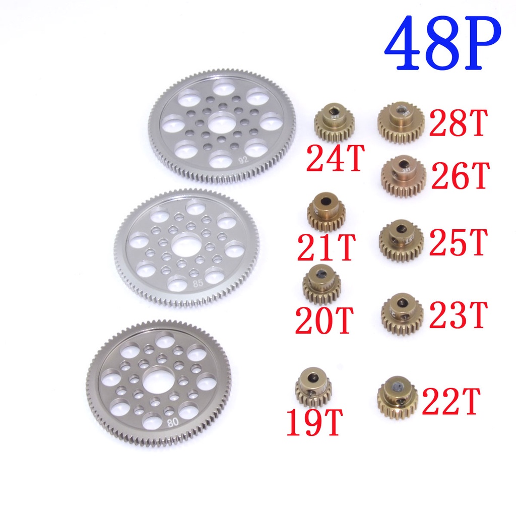 เฟืองพิเนียนมอเตอร์ โลหะ 48P 92T 85T 80T 19T 20T 21T 22T 23T 24T 25T 26T สําหรับรถดริฟท์บังคับ Sakura D3 XI Zero S 1:10