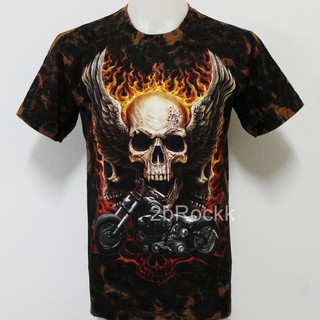 เสื้อลาย กะโหลก ผี มอเตอร์ไซค์ นักบิด เสื้อยืด มัดย้อม G42 ไซส์ยุโรป