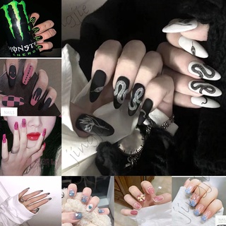 【Glue Type】 Long Nails Art A False Nails Convenient Nail Art Wearable Nail Sticker Removable