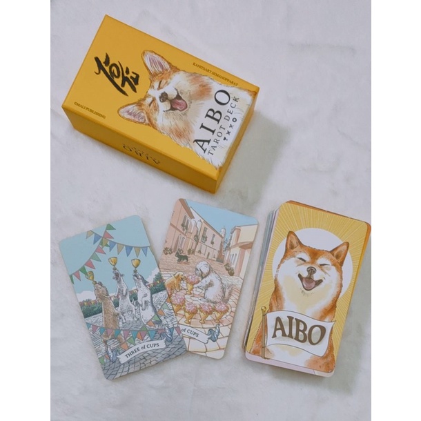 AIBO Tarot ขอบทอง(มือสอง)สภาพ99 ไพ่ทรโร่น้องหมา น่ารักๆ