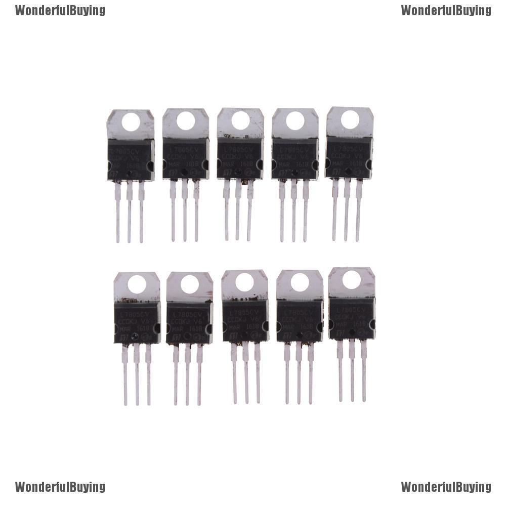 Wbth ไอซี L7805CV L7805 TO-220 แรงดันไฟฟ้า 5V 10 ชิ้น