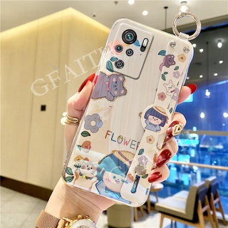 เคสโทรศัพท์ Xiaomi Redmi Note 10 10S Note10S Mi POCO M3 Pro 5G 4G Soft Phone Casing Glitter Rhinestone Cartoon Cute Bling Girlish Heart Back Cover with Wristband Bracket Note10S Case