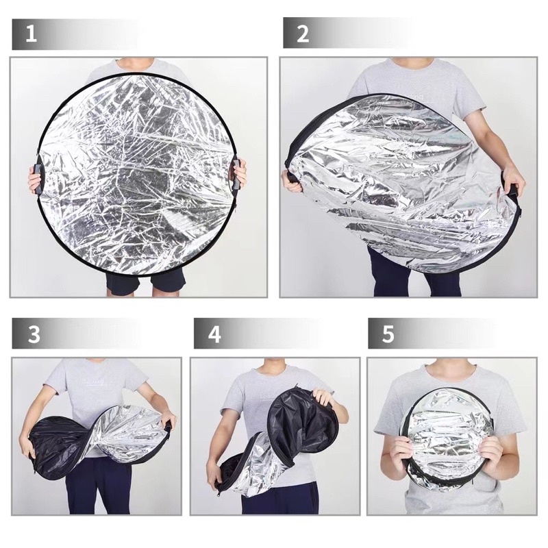 แผ่นสะท้อนแสงการถ่ายภาพทรงกลมแบบพับได้ 5 in 1 รีเฟล็กซ์(Reflector) พร้อมซองใส่