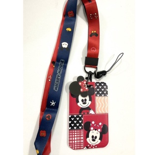 MICKEY MINNIE MOUSE ซองใส่บัตร ที่ใส่บัตร สายคล้องบัตร พร้อมสายคล้องคอ(2cm) มีตุกตาเล็กแถม สำหรับบัตร5.5x8.5cm  BY 8118