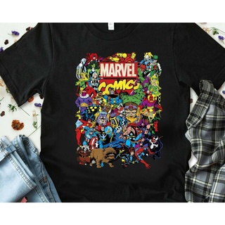 เสื้อยืด พิมพ์ลายกราฟิก Marvel Comics Heros Group Shot สําหรับผู้ชาย และผู้หญิง