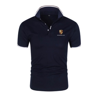 Porsche polo ใหม่ เสื้อยืดโปโล แขนสั้น คอปก ทรงสลิม สไตล์ธุรกิจ 4 สี สําหรับผู้ชาย ไซซ์ m-4xl 0104