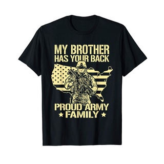 [COD]เสื้อยืด พิมพ์ลาย My Brother Has Your Back Proud Army Family สไตล์เรียบง่าย แฟชั่นสําหรับครอบครัวS-5XL