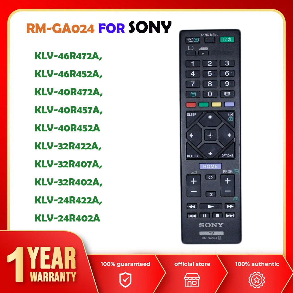 ใหม่ RM-GA024 สําหรับ Sony LCD LED TV รีโมทคอนโทรล RM-GA025 KLV-40R352B KLV-46R472A, KLV-46R452A, KL