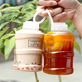 ขวดพลาสติกใส (PET) ทรงถัง+ฝาถือ ขวดชา กาแฟ ขวดใส่ชาไข่มุก 500ml 700ml สวย เท่ห์ เก๋ มินิมอล สไตล์เกาหลี