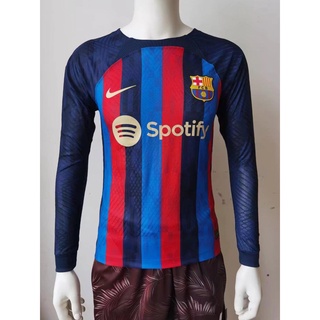 เสื้อกีฬาแขนยาว ลายทีม player version Barcelona Jersey 22 23 ชุดเหย้า