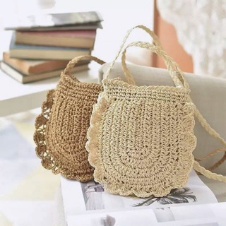 กระเป๋าสานขอบหยัก Mini Flower bag สไตล์เกาหลี สะพายข้าง