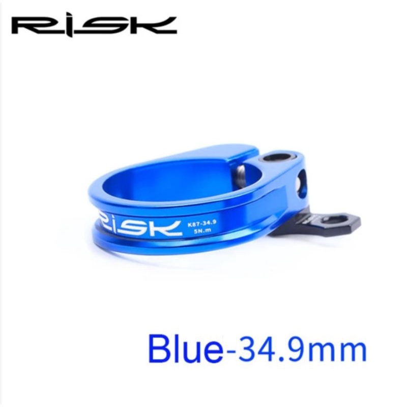 Risk Seatpost Seatclamp Clamp 34.9 มม . +Guide Cable Dropper Bike Saddle Pole Clamps Blue