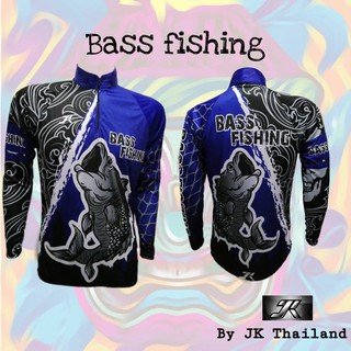 JK Thailand เสื้อตกปลา BASS FISH ป้องกันรังสี UV 80% แห้งเร็ว สีดำเหลือง