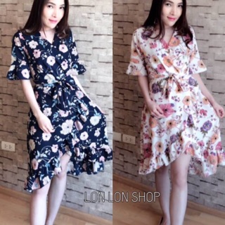 🎄🎄KOREA DRESS เดรสยาว ชายไขว้ระบาย