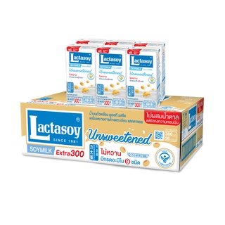 แลคตาซอย นมถั่วเหลือง ยูเอชที รสจืด 300 มล. แพ็ค 36 กล่อง Lactasoy Soy Milk UHT Unsweetened 300 ml x 36