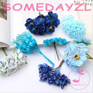 Somedayzl ดอกไม้ปลอม สีฟ้า หลากหลาย คุณภาพสูง เบอร์รี่ ตกแต่งบ้าน เค้ก กล่องของขวัญ พวงหรีด ตกแต่งกุหลาบ