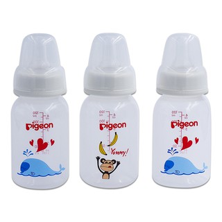 PIGEON พีเจ้น ขวดนม RPP โมเดิร์น 4 ออนซ์ พร้อมจุกคลาสสิค ไซส์ S คละสี (แพ็ค 3 ขวด)