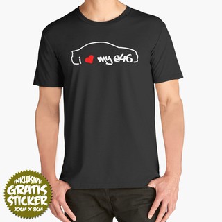 Bmw I Love My E46 T-Shirt Incl Gratis Sticker Silhouette M3 Tuning Edm Christmas Gift Black