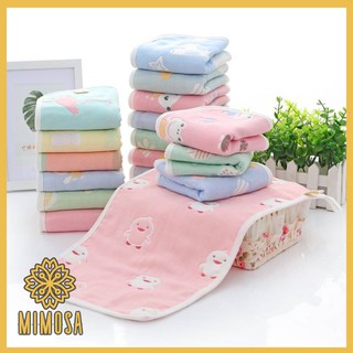 MIMOSA ผ้าขนหนูสาลู 6 ชั้น ทำจากฝ้าย 100% สำหรับเด็กลายน่ารัก ขนาด 25*50 ซม ใช้ได้สองด้าน