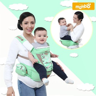 Baby Mambo เป้อุ้มเด็ก + Hipseat ลายทหาร สีเขียววินเทจพร้อมผ้าซับน้ำลาย 1 คู่