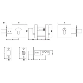 กุญแจลิ้นตาย DEADBOLT HAFELE มีให้เลือก 489.10.570 489.10.573 489.10.574 489.10.577 บรรจุ 1 ชุด 911.83.567