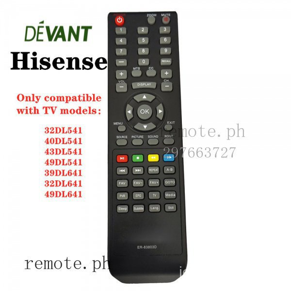 Hisense DEVANT ER-83803D รีโมทคอนโทรล 32DL541/ 40DL541/ 43DL541/ 49DL541/ 39DL641/ 32DL641/ 49DL641
