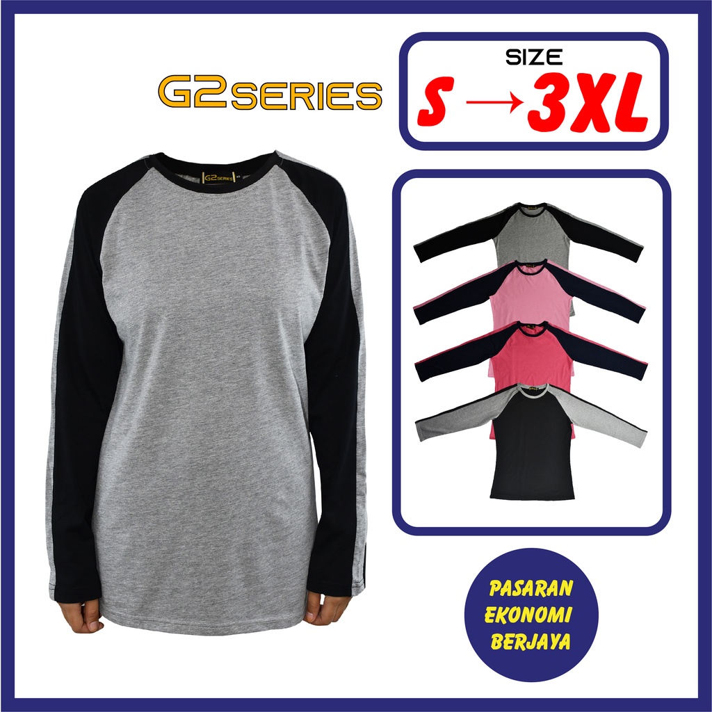 BAJU TSHIRT WANITA DEWASA LENGAN PANJAANG /LONG SLEEVE WOMEN TSHIRT /TSHIRT LEHER BULAT/ ผู้ใหญ่ TSH