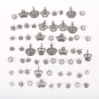 CHARMS จี้รูปมงกุฎสีเงินสําหรับทําเครื่องประดับ 50 ชิ้น