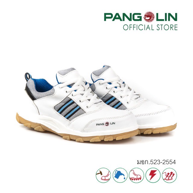Pangolin(แพงโกลิน) รองเท้านิรภัย/รองเท้าเซฟตี้ พื้นCEMENTING แบบหุ้มส้น รุ่น2012C สีขาว