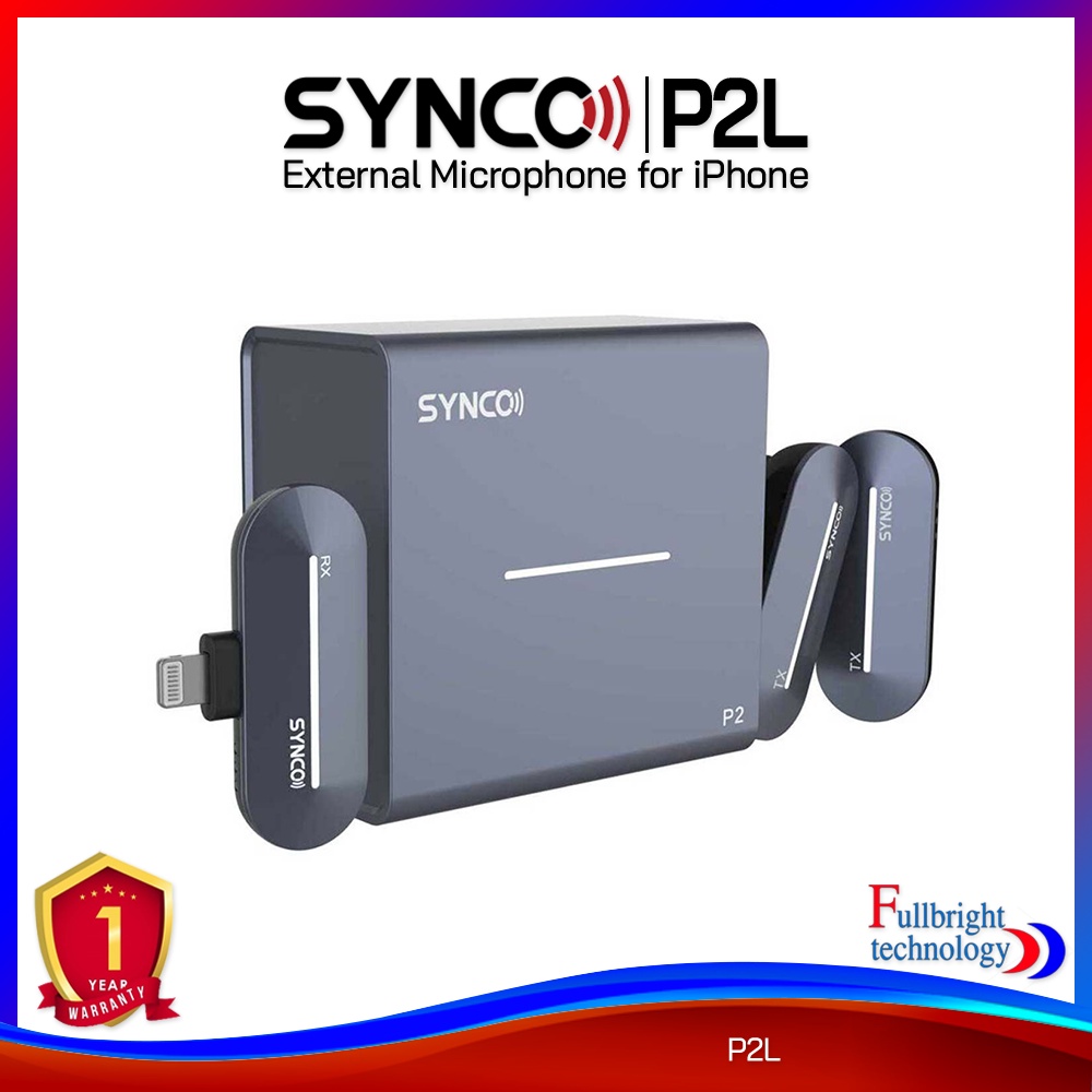 Synco P2L For MobilePhones(Lightning)ไมโครโฟนไร้สายสำหรับมือถือตัวส่ง2 ตัว ตัวเชื่อมต่อแบบ Lightning