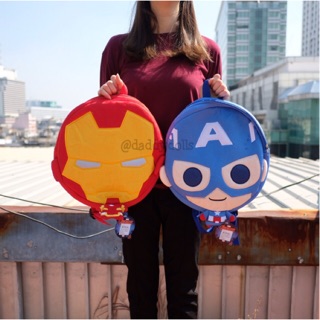 กระเป๋าเป้ Ironman ไอร่อนแมน &amp; Captain America กัปตันอเมริกา หัวโต 15นิ้ว Marvel มาร์เวล Avengers อเวนเจอร์