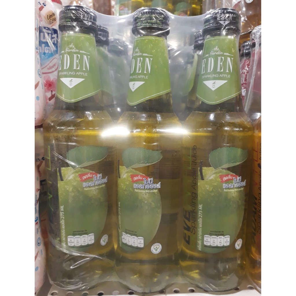 อีเดน น้ำแอปเปิ้ลเขียวอัดก๊าซ ขนาด 275ml ยกแพ็ค 6ขวด ไม่มีแอลกอฮอลล์