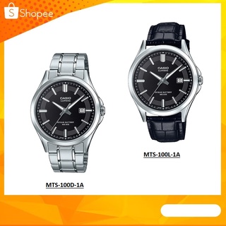 นาฬิกา Casio ผู้ชาย กระจกคริสตัลแซฟไฟร์ รุ่น MTS-100D-1A สายสเตนเลสสตีล, MTS-100L-1A สายหนัง ของแท้ 100% รับประกัน 1 ปี