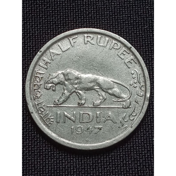 เหรียญเก่า(322)บริติช-อินเดีย 1/2 RUPEE 1947