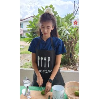 ผ้ากันเปื้อน ทำอาหาร cooking สีดำ apron ราคาโปรโมชั่น68บาท free size