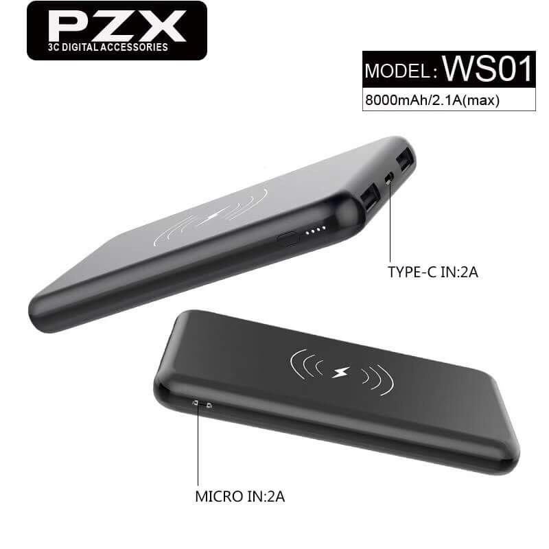 พาวเวอร์แบงค์ ไร้สาย PZX WX01 แท้100% Power bank แบตสำรอง 8000mAh wireless IPHONE X
