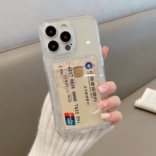 เคสโทรศัพท์มือถือนิ่ม แบบใส พร้อมช่องใส่บัตร สําหรับ iPhone 14 Pro Max 14 Plus 14 Pro 13 12 11 Pro Max 12 13 Mini