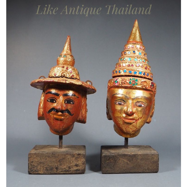 หัวหุ่นกระบอกพม่าพร้อทใส่ฐานอย่างดี