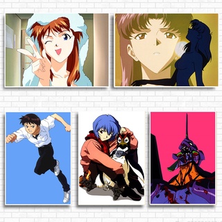 โปสเตอร์กระดาษ รูปการ์ตูนอะนิเมะ Evangelion สไตล์เรโทร สําหรับตกแต่งบ้าน