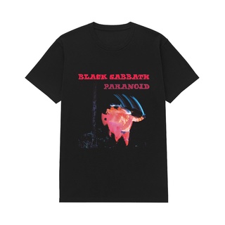 เสื้อยืดคอกลมเสื้อยืด ลายวงร็อคเกอร์สตาร์ สีดํา Sabbath ParanoidS-4XL