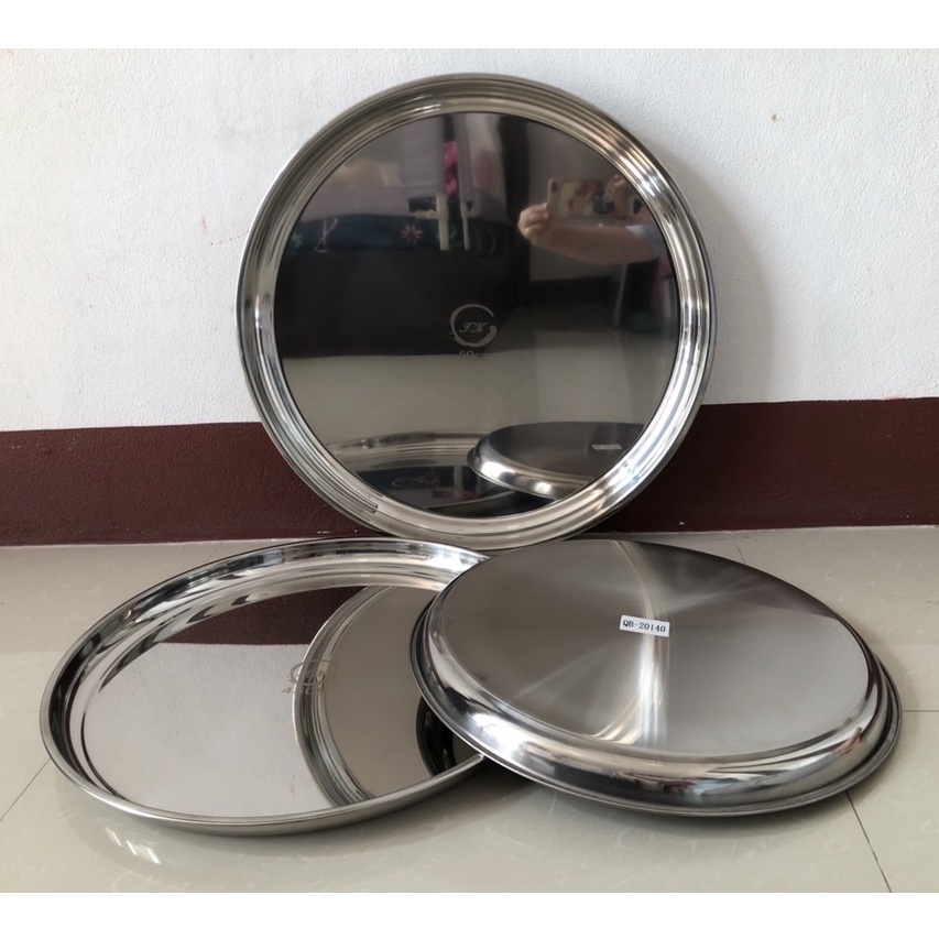 ถาดสแตนเลส ถาดเสริฟ ถาดกลม ถาด (หนา) ขนาด 40/45/50/55/60/65/70 ซม.(ตราTK) - รูปที่ 7