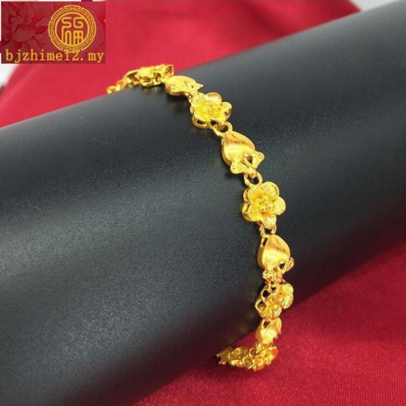 (+ )Gelang Emas Korea Love Flower Crown